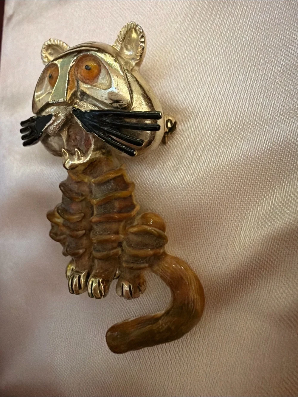 RARE Vintage Signed Hollycraft Enamel Tiger Brooch Pin - Excellent Condition!